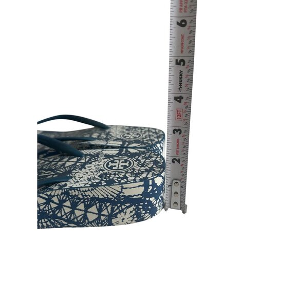 TORY BURCH Blue Platform Flip Flops Sandals Size 10 - Picture 5 of 10